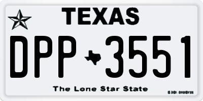 TX license plate DPP3551