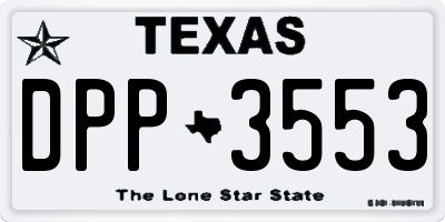 TX license plate DPP3553