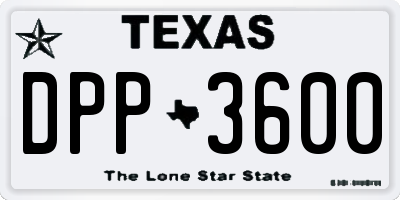 TX license plate DPP3600