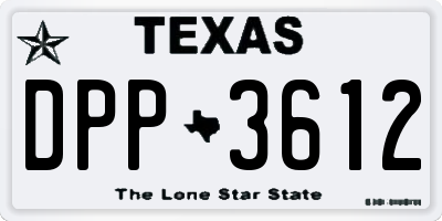 TX license plate DPP3612