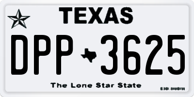 TX license plate DPP3625