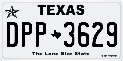 TX license plate DPP3629