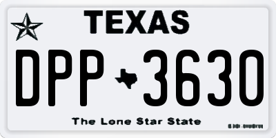 TX license plate DPP3630