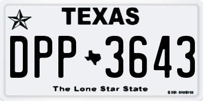 TX license plate DPP3643