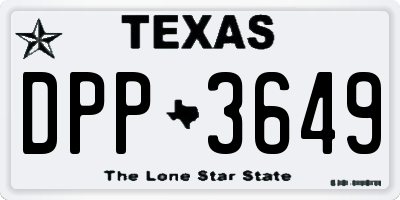 TX license plate DPP3649