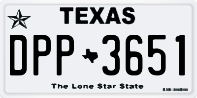 TX license plate DPP3651