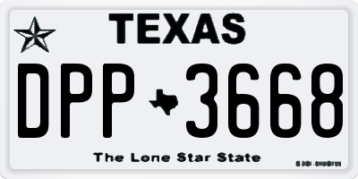 TX license plate DPP3668