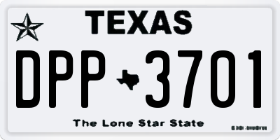 TX license plate DPP3701