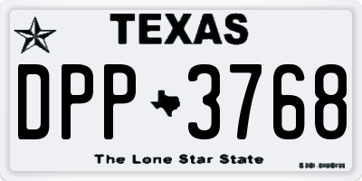 TX license plate DPP3768