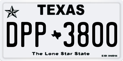 TX license plate DPP3800