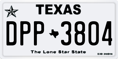 TX license plate DPP3804