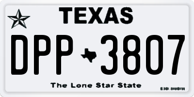 TX license plate DPP3807