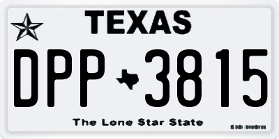 TX license plate DPP3815