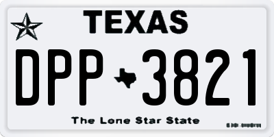 TX license plate DPP3821