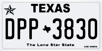 TX license plate DPP3830