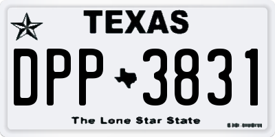 TX license plate DPP3831