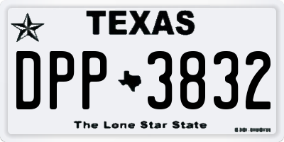 TX license plate DPP3832