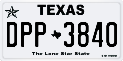 TX license plate DPP3840