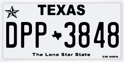 TX license plate DPP3848