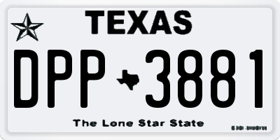 TX license plate DPP3881