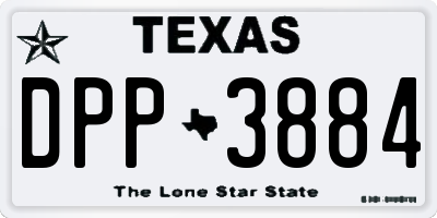 TX license plate DPP3884