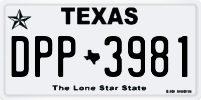 TX license plate DPP3981