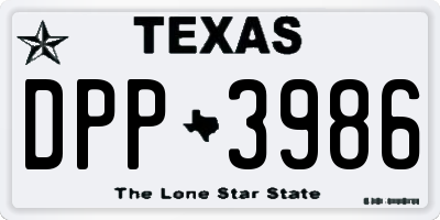 TX license plate DPP3986