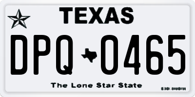 TX license plate DPQ0465