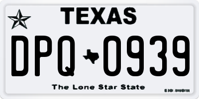 TX license plate DPQ0939