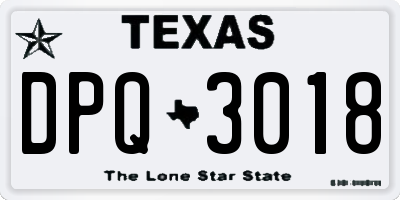 TX license plate DPQ3018