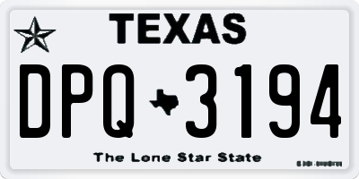 TX license plate DPQ3194