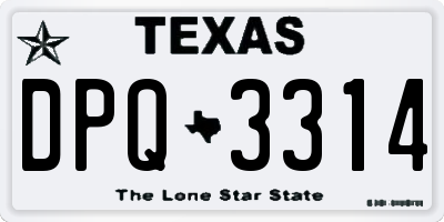 TX license plate DPQ3314
