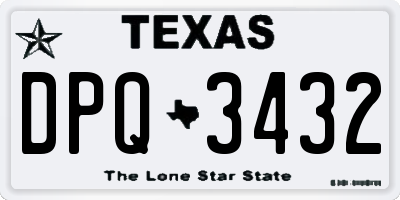 TX license plate DPQ3432
