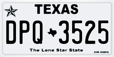 TX license plate DPQ3525