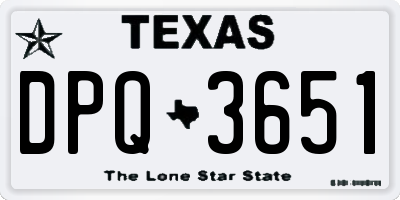 TX license plate DPQ3651