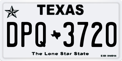 TX license plate DPQ3720