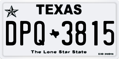 TX license plate DPQ3815