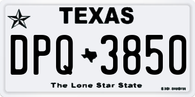 TX license plate DPQ3850
