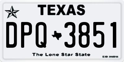 TX license plate DPQ3851