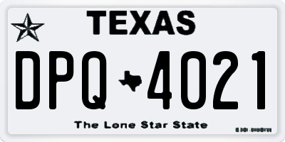 TX license plate DPQ4021