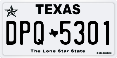 TX license plate DPQ5301