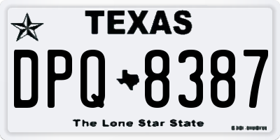 TX license plate DPQ8387