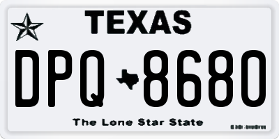 TX license plate DPQ8680