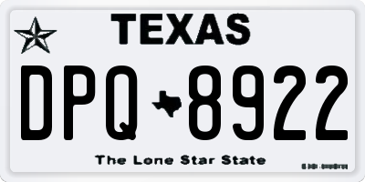 TX license plate DPQ8922