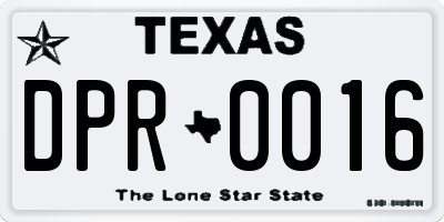 TX license plate DPR0016