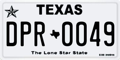 TX license plate DPR0049
