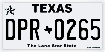 TX license plate DPR0265