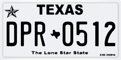 TX license plate DPR0512