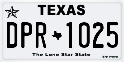 TX license plate DPR1025