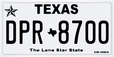 TX license plate DPR8700